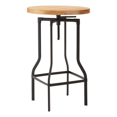 Natural Height Adjustable Bar Table with Metal Frame, New Foundry