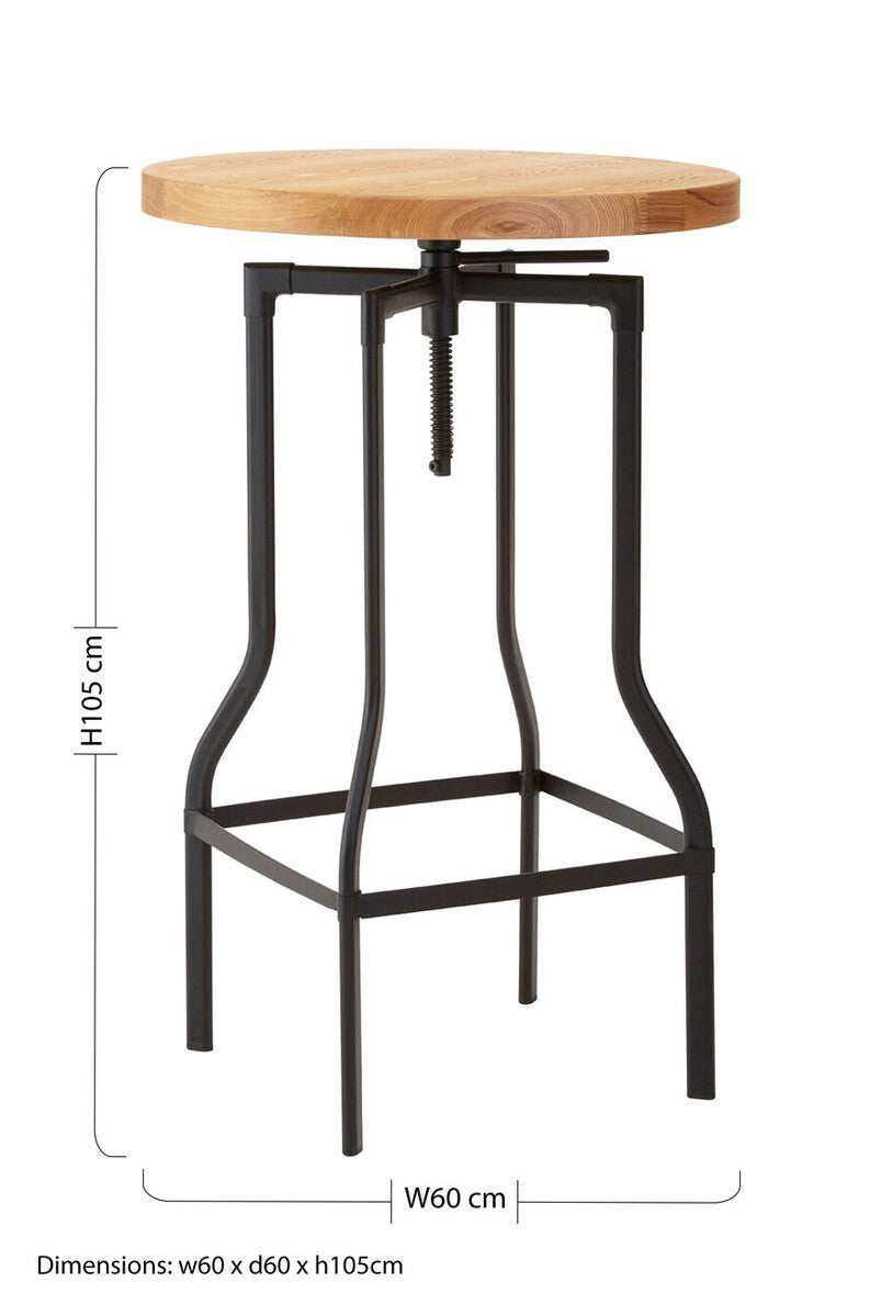 Natural Height Adjustable Bar Table with Metal Frame, New Foundry