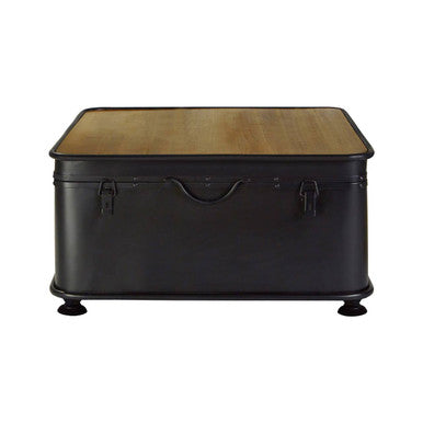 Black Wood and Iron Coffee Table with Hinged Top, New Foundry
