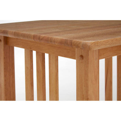 Natural Rubberwood Square Side Table with Lower Storage Shelf and Lattice Panel Sides, Selby