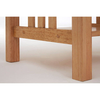 Natural Rubberwood Square Side Table with Lower Storage Shelf and Lattice Panel Sides, Selby