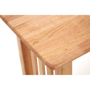 Natural Rubberwood Rectangular Console Table with Lower Storage Shelf and Lattice Panel Sides, Selby