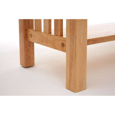 Natural Rubberwood Rectangular Console Table with Lower Storage Shelf and Lattice Panel Sides, Selby