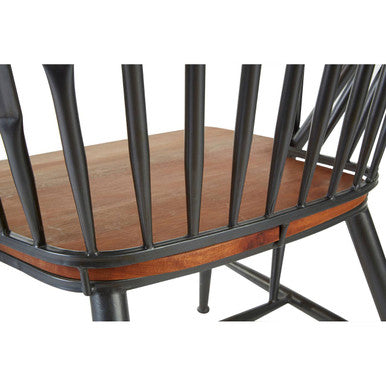 New Foundry Walnut Wood and Metal Armchair with Spindle Back