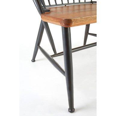 New Foundry Walnut Wood and Metal Armchair with Spindle Back