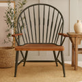 New Foundry Walnut Wood and Metal Armchair with Spindle Back