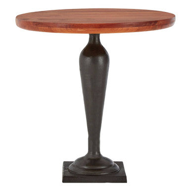 Brown Metal Base and Wooden Top Round Side Table, New Foundry