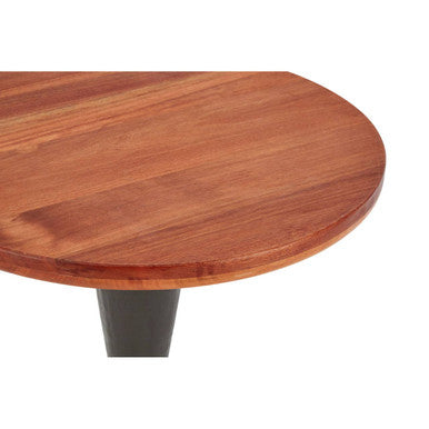 Brown Metal Base and Wooden Top Round Side Table, New Foundry
