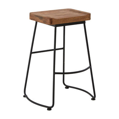 Weathered Oak Wood and  Metal Bar Stool | Lyon
