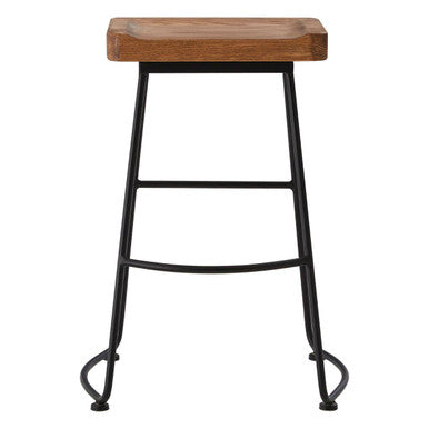 Weathered Oak Wood and  Metal Bar Stool | Lyon