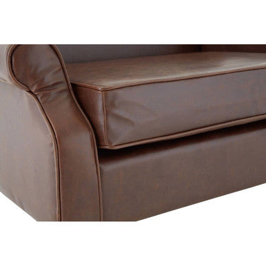 Fulham Brown Faux Leather Wingback Armchair with Gold Stud Detail