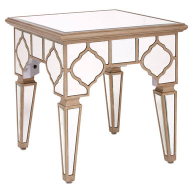 Silver Mirrior Glass Square Side Table, Medina