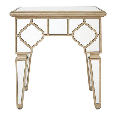 Silver Mirrior Glass Square Side Table, Medina
