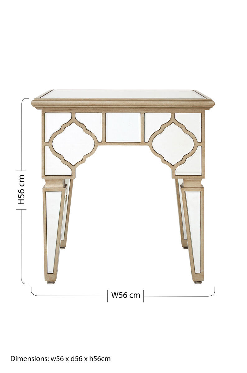 Silver Mirrior Glass Square Side Table, Medina