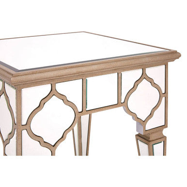 Silver Mirrior Glass Square Side Table, Medina