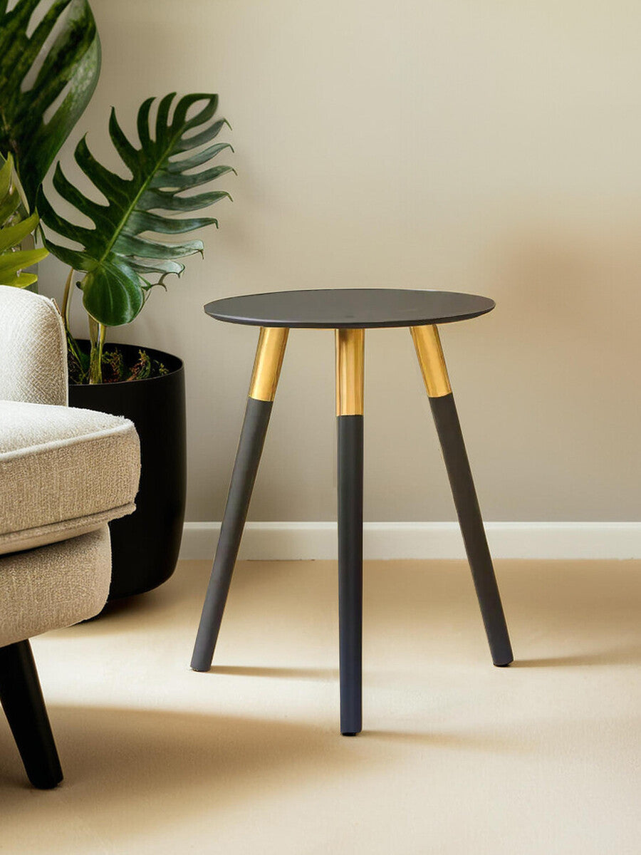 Black and Gold Round Side Table, Nostra