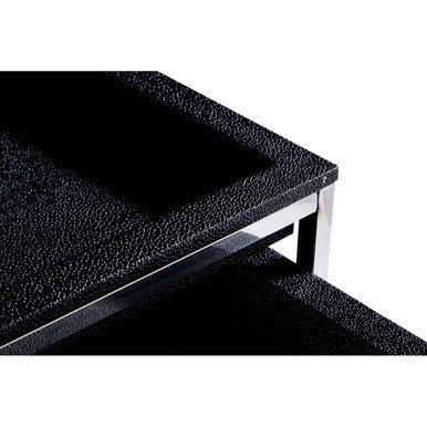 Nest of 2 Faux Shark Skin Top Nesting Tables with Stainless Steel Frame, Pacific