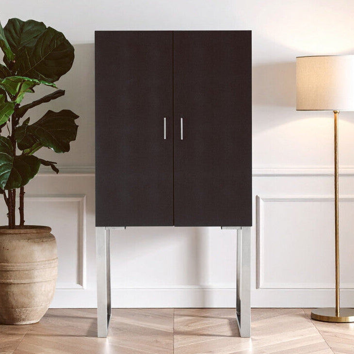 Pacific Black Faux Shark Skin Small Cabinet
