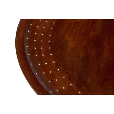 Brown Mango Wood Top Round Side Table with Black X Shape Metal Base, Templar