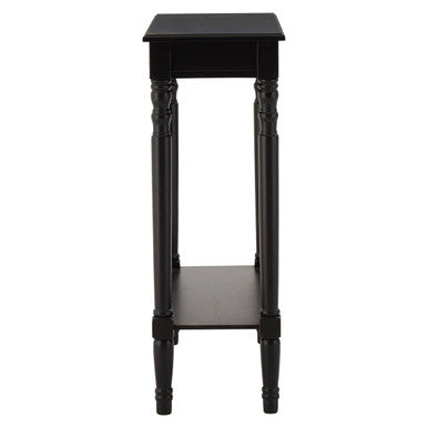 Black Wooden Console Table with Carved Legs and Lower Shelf, Heritage