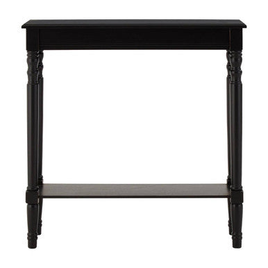 Black Wooden Console Table with Carved Legs and Lower Shelf, Heritage