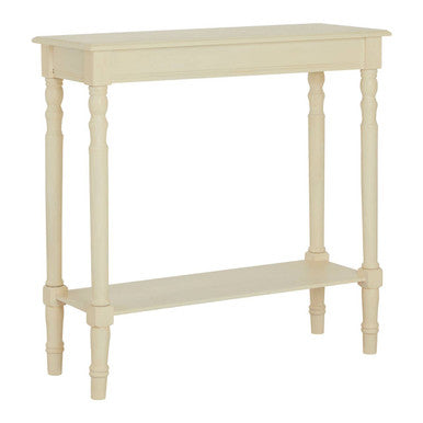 White Pine Wood Ivory Rectangular Console Table, Heritage