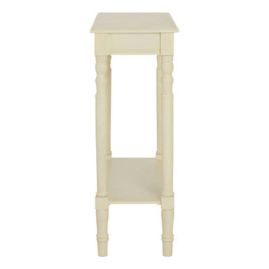 White Pine Wood Ivory Rectangular Console Table, Heritage