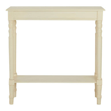 White Pine Wood Ivory Rectangular Console Table, Heritage