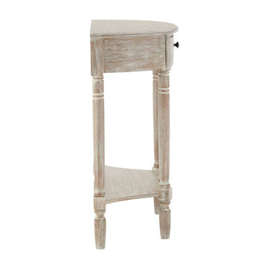 Natural Wash Half Moon Wooden Console Table with Storage Drawer, Heritage