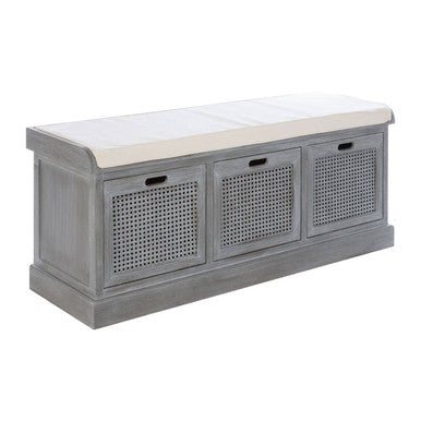Heritage Three Drawer Slate Grey Storage Bench
