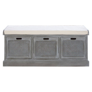 Heritage Three Drawer Slate Grey Storage Bench