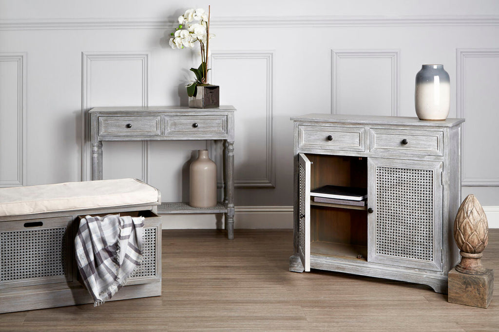 Grey Wash Lattice Two Door Sideboard | Heritage