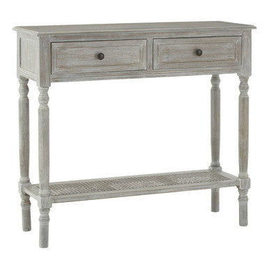 Grey Wash Pine Wood 2 Drawer Rectangular Console Table, Heritage
