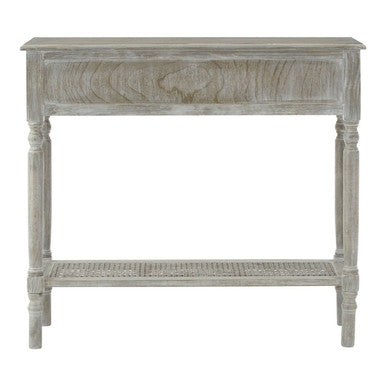 Grey Wash Pine Wood 2 Drawer Rectangular Console Table, Heritage