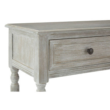 Grey Wash Pine Wood 2 Drawer Rectangular Console Table, Heritage