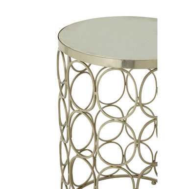 Set of 2 White Marble Top Side Tables with Gold Nickel Finish Metal Base, Templar