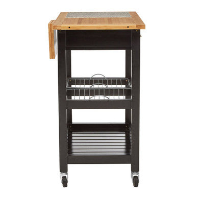Black Kitchen Trolley with Granite Chopping Surface, Harlow Glenn