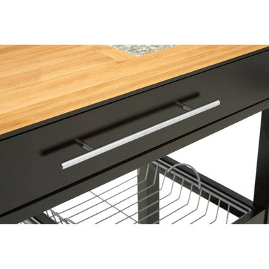 Black Kitchen Trolley with Granite Chopping Surface, Harlow Glenn