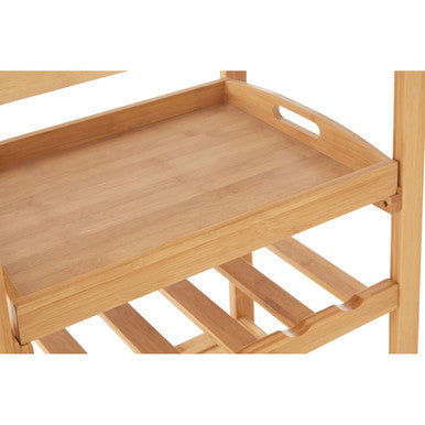 Natural Bamboo One Drawer Kitchen Trolley with Stainless Steel Worktop, Harlow