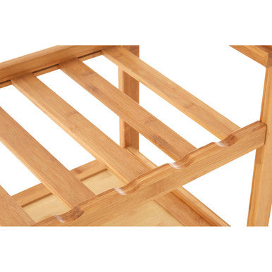 Natural Bamboo One Drawer Kitchen Trolley with Stainless Steel Worktop, Harlow