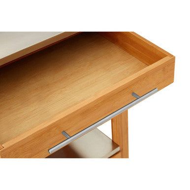 Natural Bamboo Four Drawer Kitchen Trolley with Stainless Steel Worktop, Harlow