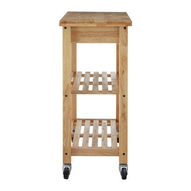 Brown Tropical Hevea Wood Kitchen Trolley with Storage Drawers, Harlow Glenn