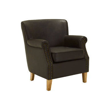 Trinity Brown Faux Leather Armchair with Metal Stud Detail