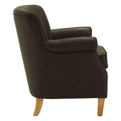 Trinity Brown Faux Leather Armchair with Metal Stud Detail