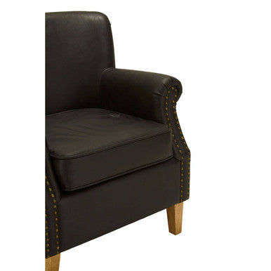 Trinity Brown Faux Leather Armchair with Metal Stud Detail