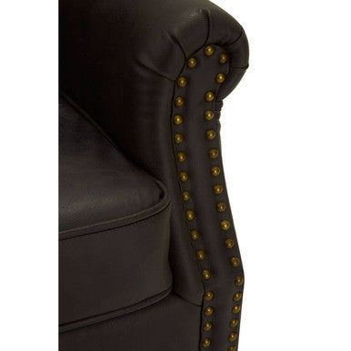 Trinity Brown Faux Leather Armchair with Metal Stud Detail