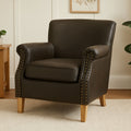 Trinity Brown Faux Leather Armchair with Metal Stud Detail