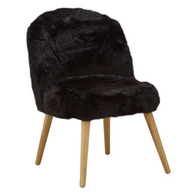 Cabaret Black Faux Fur Chair with Wooden Legs