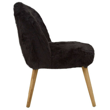Cabaret Black Faux Fur Chair with Wooden Legs