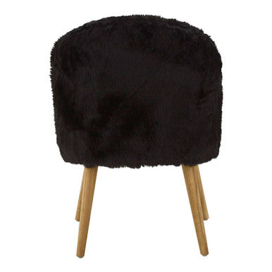 Cabaret Black Faux Fur Chair with Wooden Legs